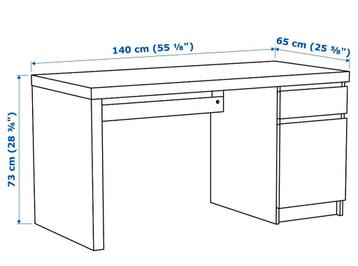 2 stuks bureau Malm Ikea zwartbruin met kastblok - afbeelding 7
