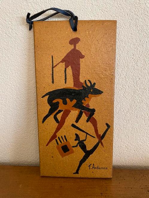 Primitieve kunst op tegel - T Anderson, Huis en Inrichting, Woonaccessoires | Wanddecoraties, Gebruikt, Ophalen of Verzenden