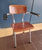 Vintage Gispen kinderstoel schoolstoel buisframe chroom, Gebruikt, Bruin, Vintage, Ophalen of Verzenden