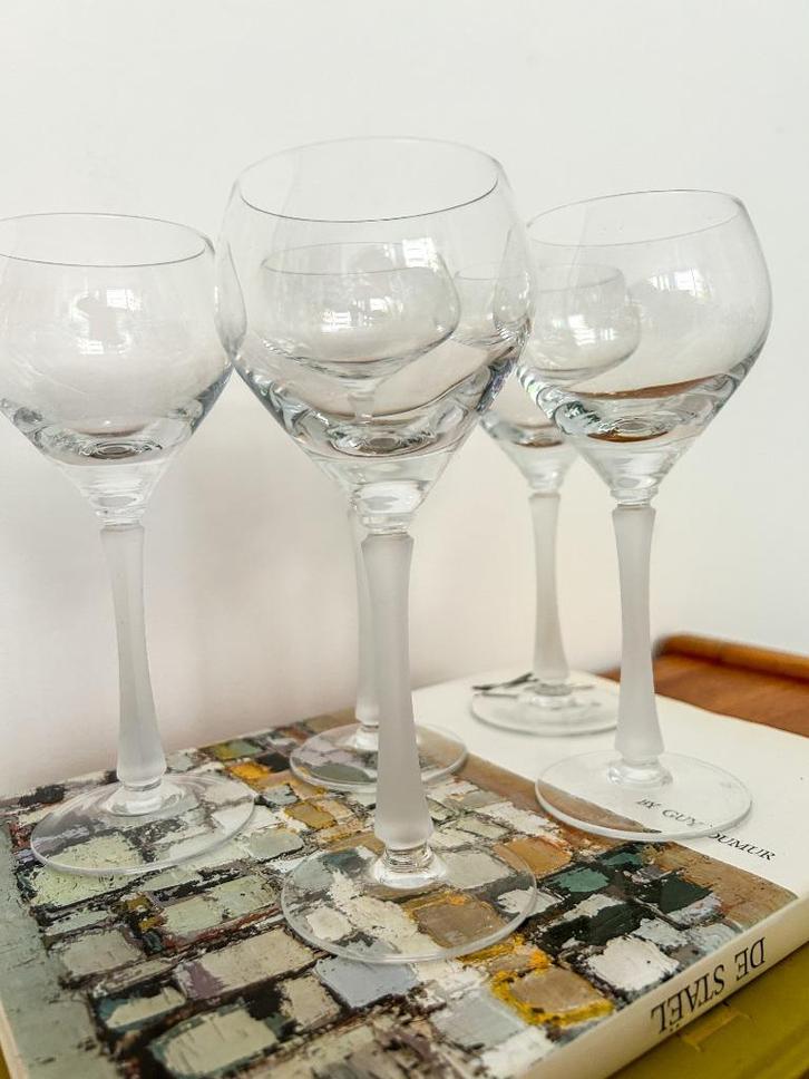5x Spiegelau kristal wijnglas matglazen voet, Verzamelen, Glas en Borrelglaasjes, Gebruikt, Overige typen, Ophalen of Verzenden