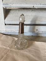Kristallen parfumflesje met zilver, Ophalen of Verzenden