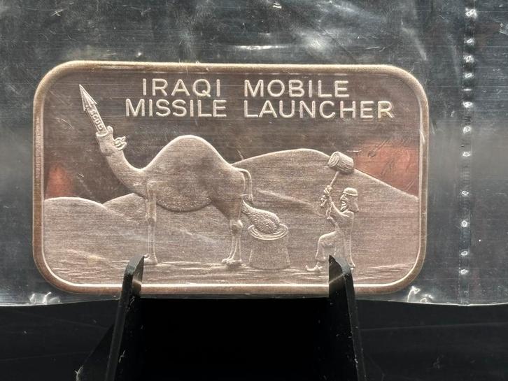 1oz Art Baar zilver - Iraqi mobile missile launcher -gimmick, Postzegels en Munten, Edelmetalen en Baren, Zilver, Ophalen of Verzenden