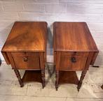 Antieke set nachtkastjes met uitklapbare hangoren, Minder dan 45 cm, Ophalen of Verzenden, Alphen aan den Rijn, 70 cm of meer