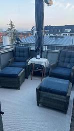 Luxe Lounge Fauteuils met Hockers en Tafel, Ophalen, Gebruikt, Kunststof, 75 tot 100 cm
