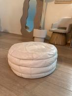 Vintage Leren Poef - Patchwork Wit, Gebruikt, Ophalen of Verzenden, 50 tot 75 cm, Vintage