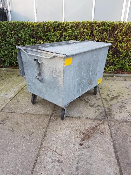 AANBIEDING! 1300L stalen rolcontainer, Huis en Inrichting, Woonaccessoires | Prullenbakken, Gebruikt, Metaal, 75 cm of meer, 40 liter of meer