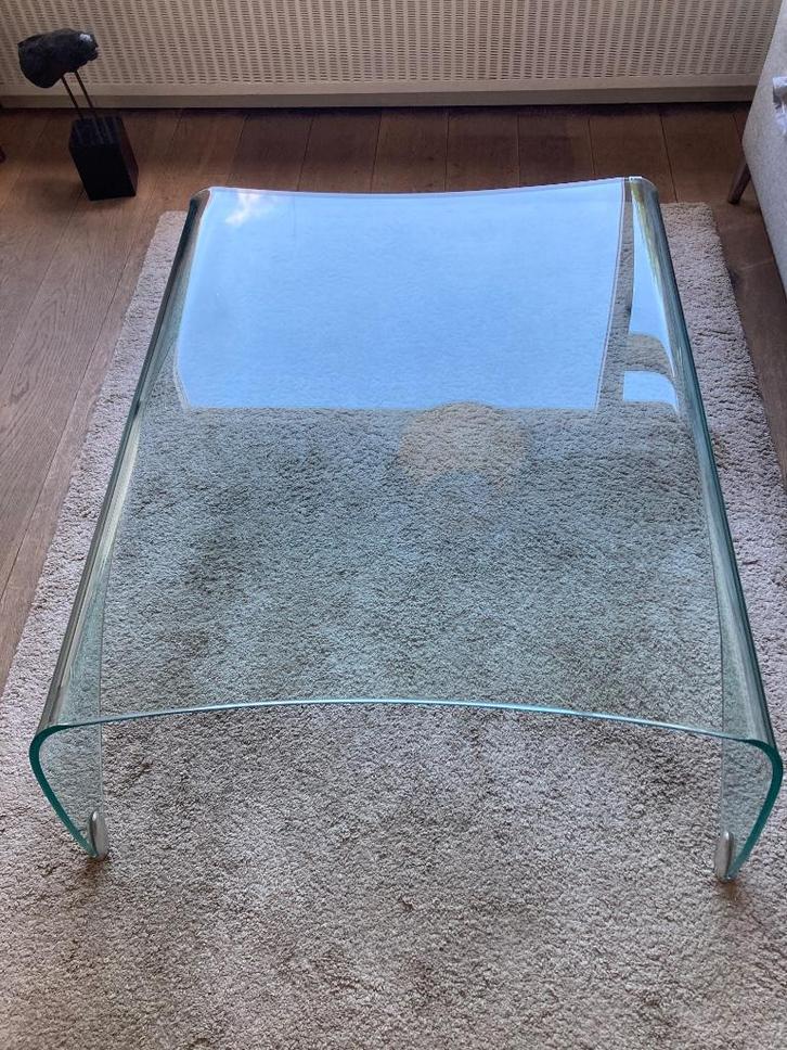 Design salontafel Genio glas Fiam Italia Massimo Iosa Ghini, Huis en Inrichting, Tafels | Salontafels, Zo goed als nieuw, Minder dan 50 cm