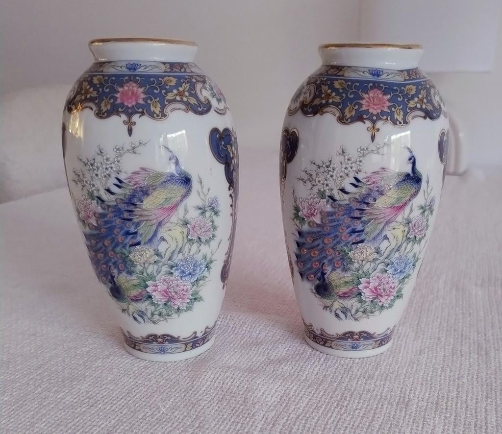 Vaga Japan Pauwvazen Set, Gebruikt, Overige kleuren, Aardewerk of Porselein, Ophalen of Verzenden