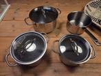BK stainless steel pannenset 4 delig, Pannenset, Ophalen of Verzenden, Zo goed als nieuw, Rvs