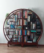 Chinese ronde boekenkast (2 delen), Ophalen, Gebruikt, Teakhout, 150 tot 200 cm
