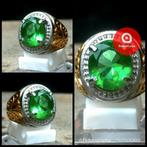 Edelsteenring met ovaal geslepen Smaragd-Kristal CAR15, Sieraden, Tassen en Uiterlijk, Ringen, Overige materialen, 20 of groter