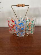 Set 6 glazen vintage retro midcentury jaren 60 houder €30, Ophalen of Verzenden, Huis en Inrichting