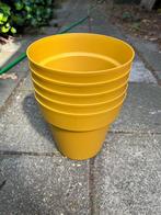 5 NIEUWE  mosterd gele bloempotten 19 cm doorsnede, Tuin en Terras, Kunststof, Rond, Nieuw, Ophalen of Verzenden