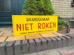 Oud emaille reclame brandgevaar niet roken verzekering, Ophalen of Verzenden, Gebruikt, Reclamebord
