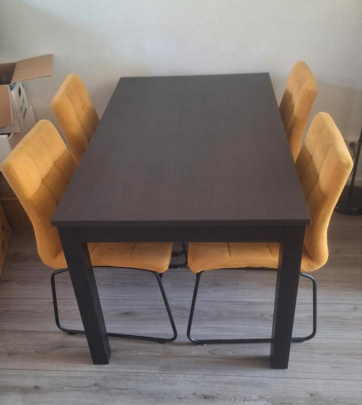Uitschuifbare eettafel (stoelen gratis), Huis en Inrichting, Tafels | Eettafels, Zo goed als nieuw, 50 tot 100 cm, 200 cm of meer