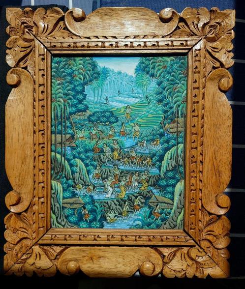 ~1970 olieverf op doek, Rijsveld scene in Ubud Bali, Gede, Antiek en Kunst, Kunst | Schilderijen | Klassiek, Ophalen of Verzenden