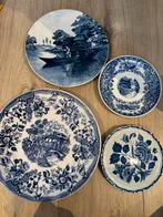 Antieke porseleinen blauwe borden, Ophalen of Verzenden