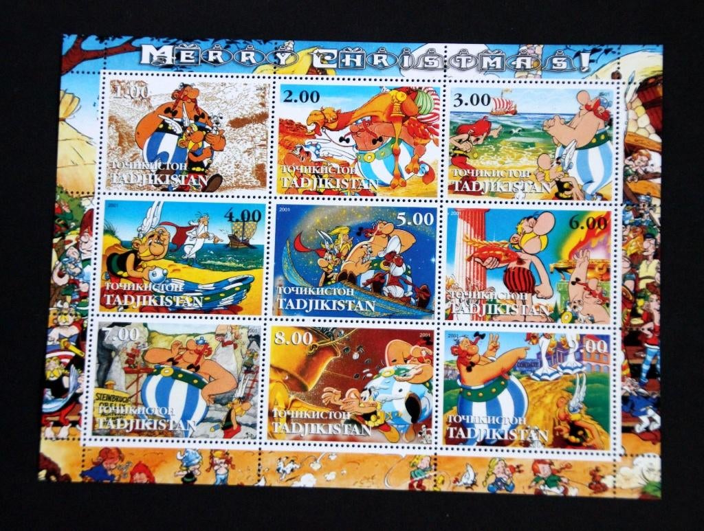 Zeldzaam Asterix Obelix Tadjikistan Kerstmis Uderzo MNH, Verzenden, Postfris, Oost-Azië