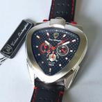 Tonino Lamborghini Spyder 12 H Sliver / Red 46x53mm Nieuw, Overige merken, Leer, Staal, Polshorloge