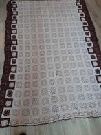 Retro gehaakte sprei - Beige en bruin, Antiek en Kunst, Antiek | Kleden en Textiel, Ophalen