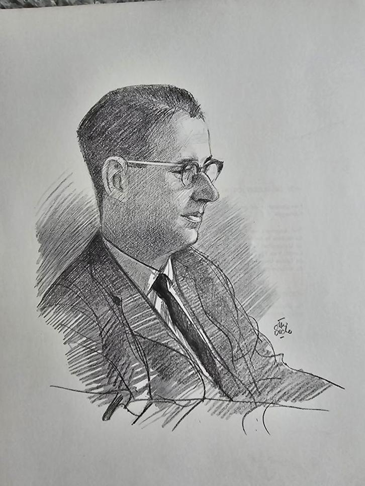 Portret Prof. Dr. Lammers - Otto Dicke Potloodtekening, Antiek en Kunst, Kunst | Tekeningen en Foto's, Ophalen of Verzenden