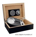 H72: HUMIDOR GIFTSET / STARTSET "NOIR"  MET ASBAK, KNIPPER, Verzamelen, Verzenden, Nieuw, Tabaksdoos of Verpakking