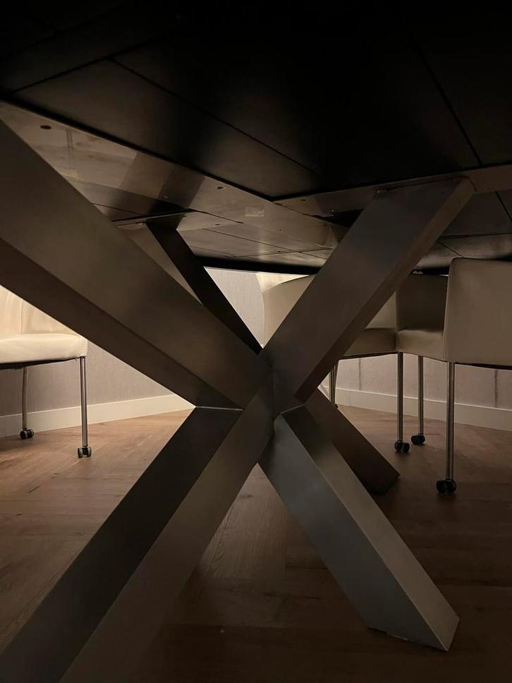 Design RVS Matrix Tafelpoot - Geschikt voor grote tafels!, Huis en Inrichting, Tafels | Eettafels, Zo goed als nieuw, 50 tot 100 cm