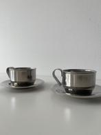 RVS espresso kopjes + schotel, Huis en Inrichting, Overige materialen, Gebruikt, Verzenden, Overige stijlen