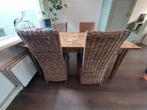 Eetkamertafel en 4 stoelen, bieden, Huis en Inrichting, Ophalen, Gebruikt, 4 tot 6 stoelen