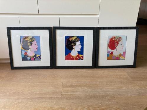 3 x zeefdruk Andy Warhol Koningin Margrethe II, Antiek en Kunst, Kunst | Litho's en Zeefdrukken, Ophalen