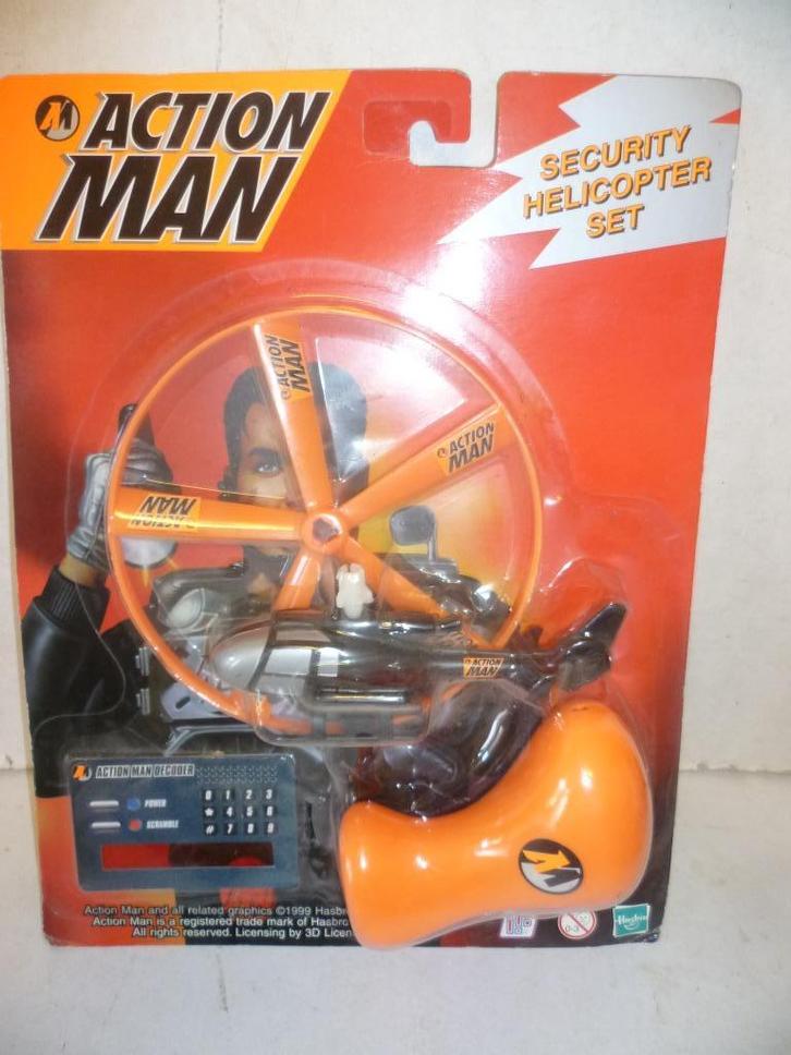 Hasbro 1999 Action Man Security Helikopter set in blister, Verzamelen, Film en Tv, Nieuw, Beeldje, Replica of Model, Ophalen of Verzenden