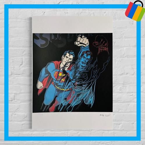 🟢 ANDY WARHOL Superman gesigneerd - met certificaat -, Antiek en Kunst, Kunst | Litho's en Zeefdrukken, Ophalen of Verzenden