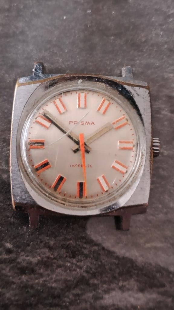 Heren Horloge Prisma, Sieraden, Tassen en Uiterlijk, Horloges | Antiek, Polshorloge, Overige merken, Staal, 1960 of later, Ophalen of Verzenden