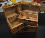 Houtsnijwerk 3 kistjes china schepen, Antiek en Kunst, Ophalen of Verzenden