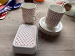 Retro emsa servies wit rood ruitje, Ophalen of Verzenden, Zo goed als nieuw
