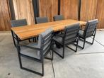 Oud teak tafel industrieel ovaal 220x110 matrix, Ophalen, Nieuw, Ovaal, Teakhout