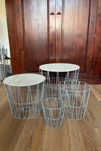 Set draadstaal manden / bijzettafeltjes, Ophalen, Minder dan 55 cm, Metaal of Aluminium, Rond