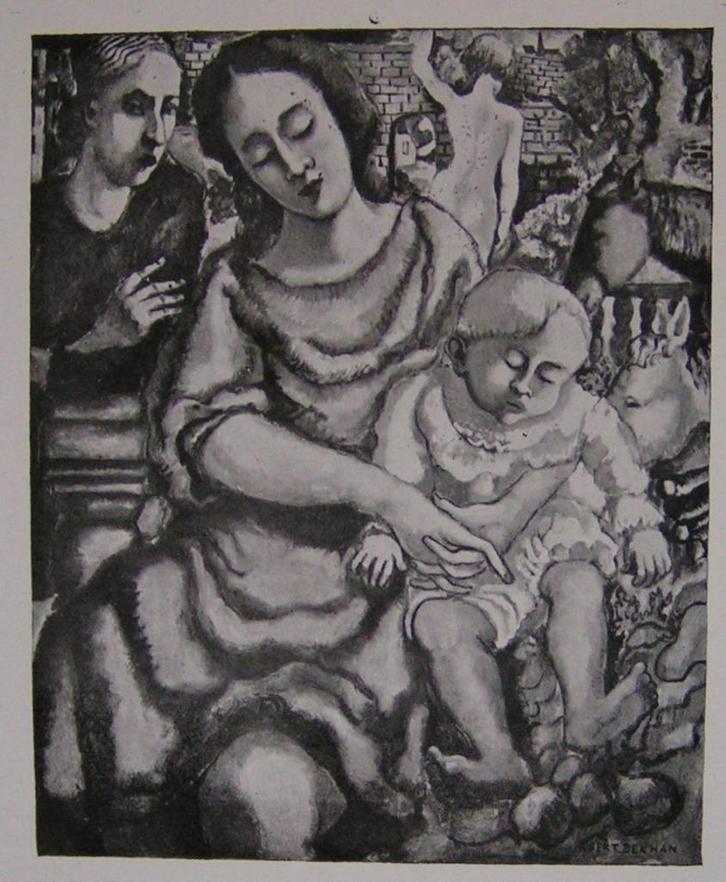 Hubert Bekman Inktets vrouwen en kinderen limburg NHS, Antiek en Kunst, Kunst | Etsen en Gravures, Verzenden