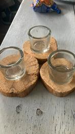 Boomstammetje met wax licht houders, Huis en Inrichting, Ophalen of Verzenden, Zo goed als nieuw, Overige materialen, Minder dan 25 cm
