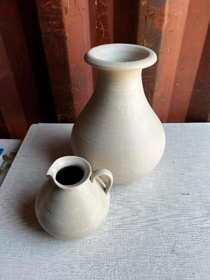 aardnewerk Kruik en Kan., Huis en Inrichting, Woonaccessoires | Vazen, Zo goed als nieuw, Wit, Minder dan 50 cm, Aardewerk of Porselein