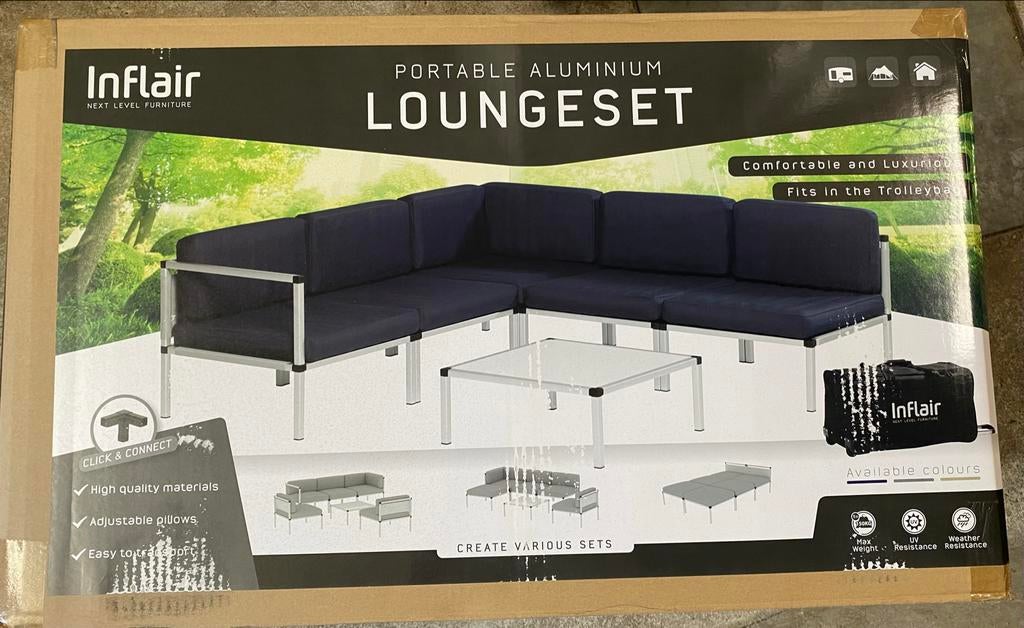Luxe Aluminium Loungeset - Nieuw in doos!, Tuin en Terras, Tuinsets en Loungesets, Ophalen, 5 zitplaatsen, Loungeset, Inflair