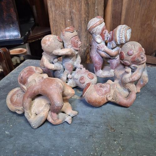 Set van vier terracotta beeldjes, Zuid Amerikaans, Mexicaans, Antiek en Kunst, Kunst | Beelden en Houtsnijwerken, Ophalen of Verzenden