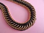jwg Vintage 60s mod design ring schakel ketting goud zwart, Verzenden, Overige materialen, Ketting
