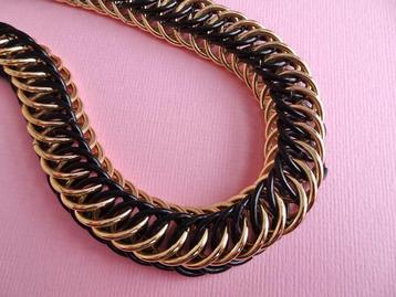 jwg Vintage 60s mod design ring schakel ketting goud zwart beschikbaar voor biedingen