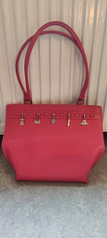 Wilsons Leather roze leren handtas met bedels, 25x32x8,5 cm beschikbaar voor biedingen