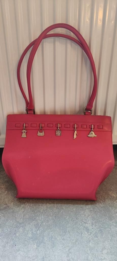 Wilsons Leather roze leren handtas met bedels, 25x32x8,5 cm, Sieraden, Tassen en Uiterlijk, Tassen | Damestassen, Gebruikt, Handtas