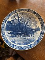 Delfts Blauw Wandbord met Paard en Wagen, Ophalen