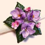 Vintage broche Engels porselein paarse bloemen roze, Overige materialen, 4 tot 7 cm, Gebruikt, Verzenden