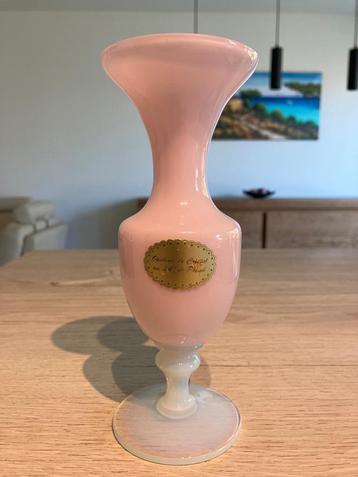 ANTIEK: Zeldzame Roze Vaas in Opaline van Kristal 24% Lood ! beschikbaar voor biedingen