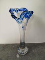 Murano Stijl Vaas met Blauwe Accenten, Ophalen of Verzenden
